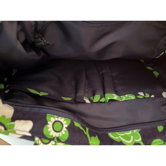 New with Tags, SPC Green Navy White Flowered Large Tote Laptop Tablet - Picture 9 of 11